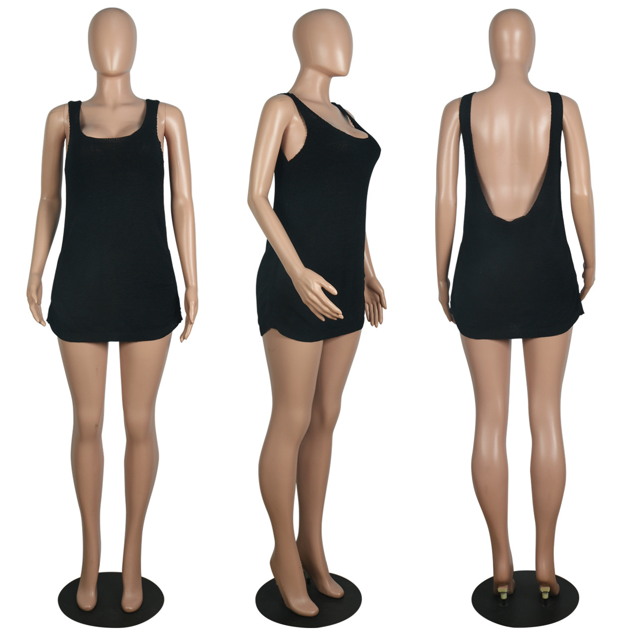 2023 Summer European and American Foreign Trade Women's Cross-border New Sexy Slim-fit Skirt Backless Drawstring Sling Dress for Women