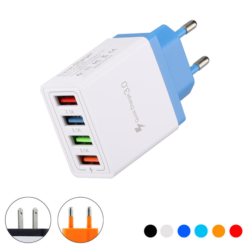 4USB зарядное устройство многопортовое 3A быстрая зарядная головка Smart qc3.0 зарядное устройство для мобильного телефона британское регулирование