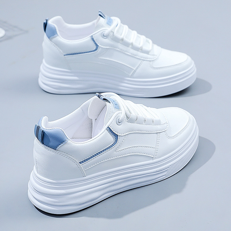 W1763 Height Increasing White Shoes Women's Autumn 2022 New Women's Shoes Sneakers Thick Bottom Mesh Breathable All-match Thin Shoes