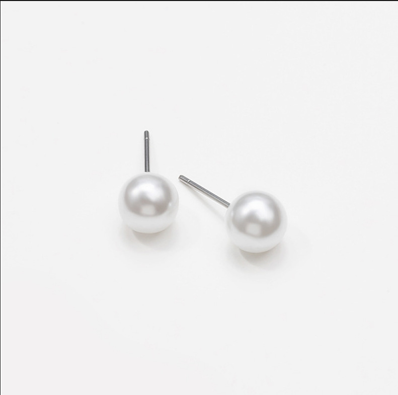 Foreign trade popular peas earrings jewelry temperament socialite steel pin earrings simple white pearl earrings wholesale