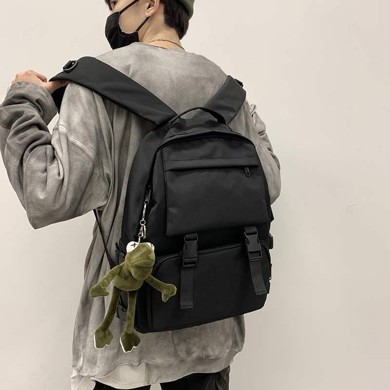 Japanese ins style dark schoolbag female high school campus large capacity backpack College student workwear style backpack male