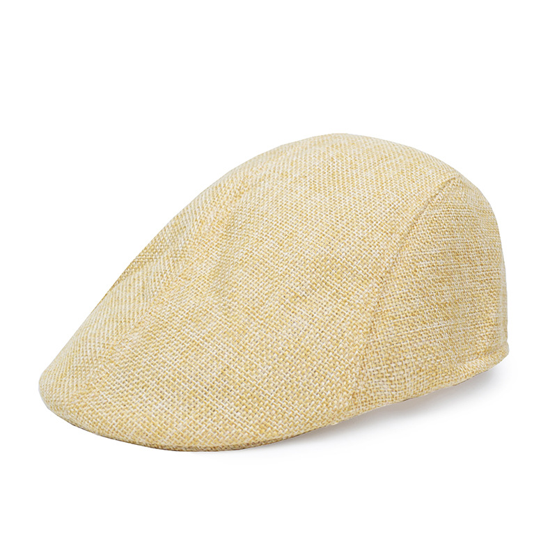 Foreign Trade Cotton Linen Beret Men's Retro Cap Middle-aged and Elderly Hat Simple Light Plate Thin Summer Forward Cap