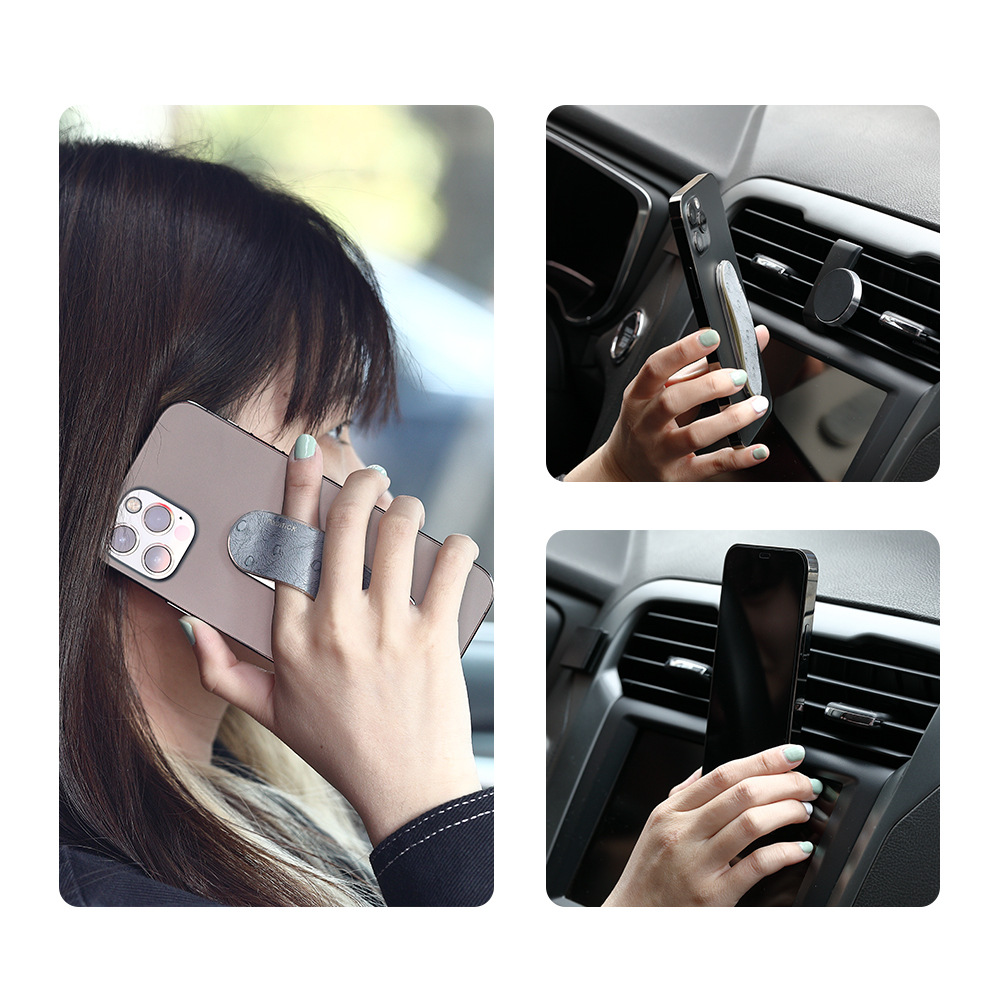 Momostick Patent Push-Pull Mobile Phone Ring Buckle Bracket Pu Sheepskin Fleece Ring Buckle Car Lazy Desktop