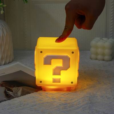 Tiktok same style Mario question mark sound charging night light square brick Desktop USB induction night light cross-border