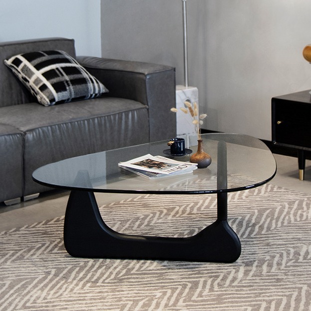 Designer Isamu Noguchi Living Room Light Luxury Glass Coffee Table Small Apartment Household Creative Coffee Table Advanced Sense Sofa Side Table