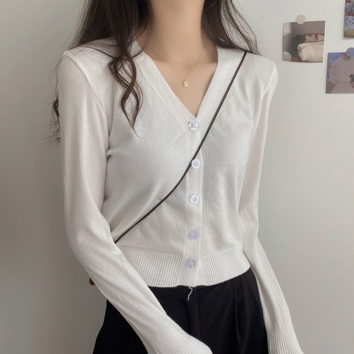 Southeast Asia 2022 New Women's Long-sleeved Sweater All-match Short V-neck Cardigan Coat Women's Sweater Women's Top_voghion.com