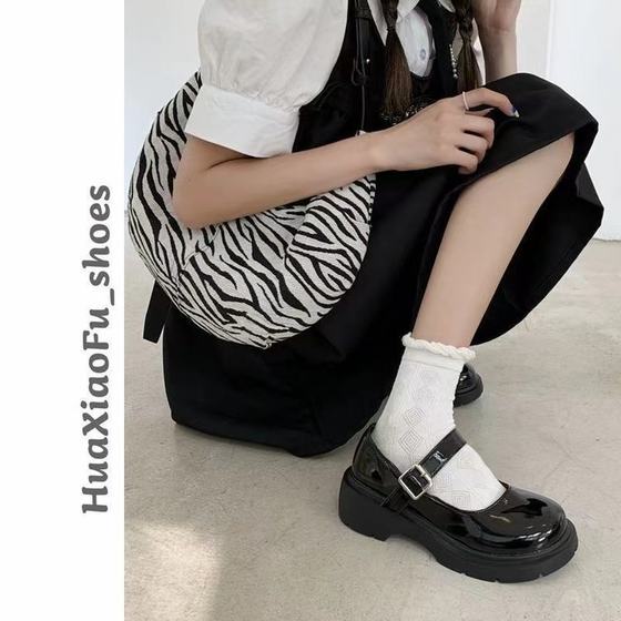 Mary Jane Small Leather Shoes Vintage Thick Sole Increased Loafers Women's 2024 New Casual Fashion All-match Niche Women's Shoes