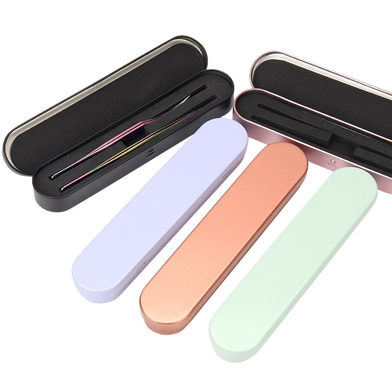 New Beauty Eyelash Double Slot Tweezers Storage Box Planting Eyelash Tool Protection Box Portable Tinplate Tweezers Box