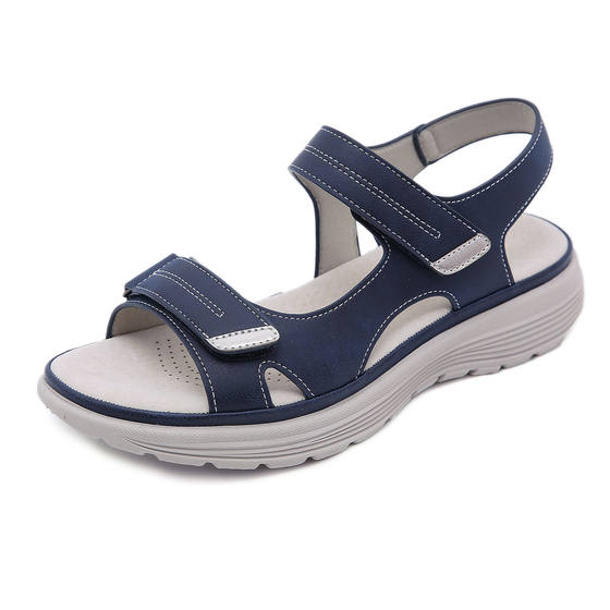 Summer 2025 New Genuine Leather Sandals Women's Sports Wind Wedge Lightweight Velcro plus size Slippers Women's One Piece Hair