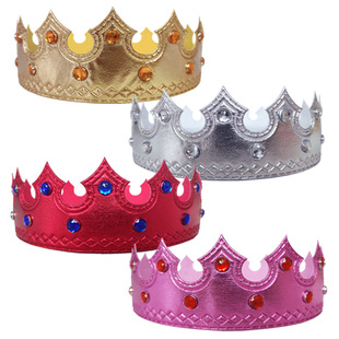 Birthday Hat Crown Children Adult Golden Crown Cake Decoration King Diamond Bright Cloth Tiara Hair Band Dress Up