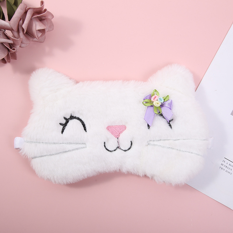 2022 new creative children's plush cute bow cat shading eye mask lunch break sleep eye mask
