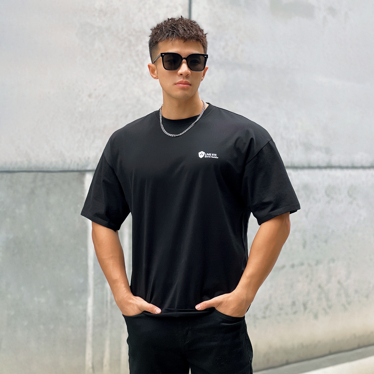 American Round Neck Loose Short Sleeve Men's Loose Fitness Outdoor Casual T-Shirt Stretch Printed Ultra-light Clothes