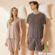 Cool Couple Pajamas Women's Round Neck Short-sleeved Pajama Pants Set Summer Shorts Men's Thin Seamless Ice Silk Home Clothes