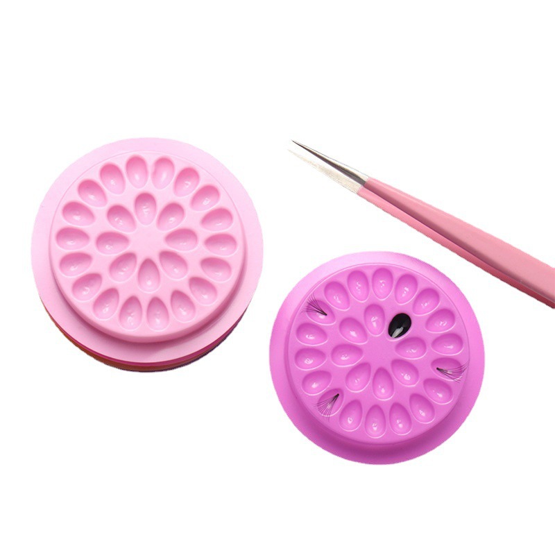 Factory direct color no base pattern plate false eyelashes grafting glue tray pink PVC gasket wholesale
