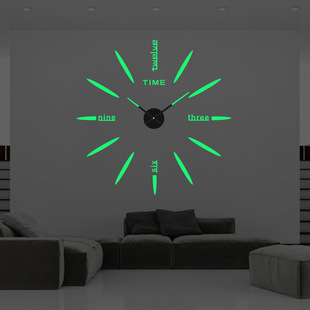 Luminous Punch-Free Clock European Style Quiet Large DIY Wall Clock Stereo Acrylic Digital Clock Wall Sticker Clock