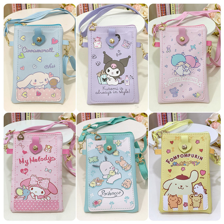 Cute cartoon coolomi Pacha dog mobile phone bag PU student crossbody backpack card holder coin purse lanyard back bag