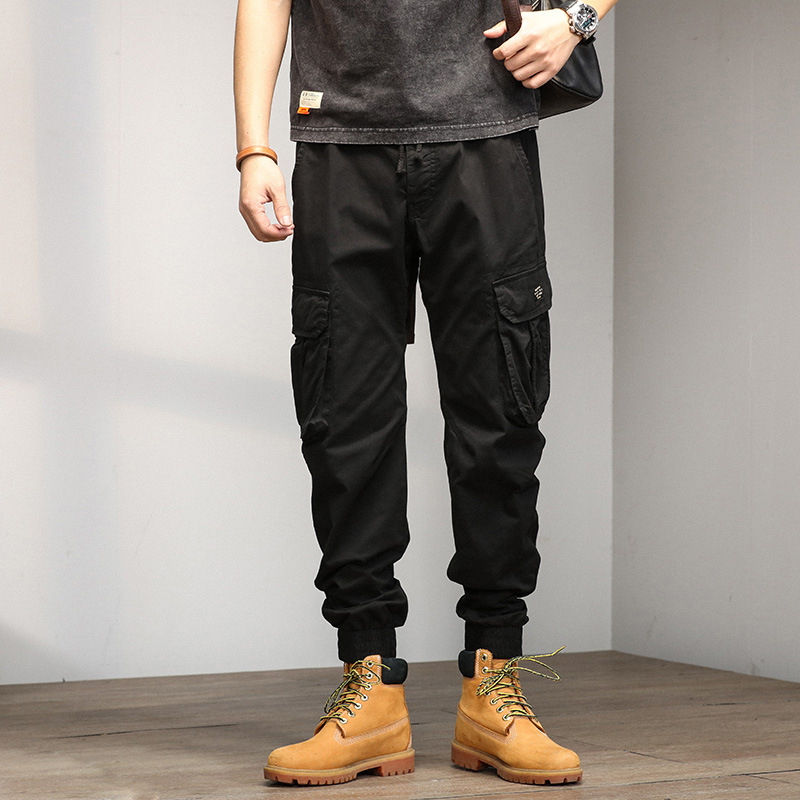 American retro ankle-tied men's pants show long legs handsome popular men's pants autumn workwear casual pants men's one piece wholesale