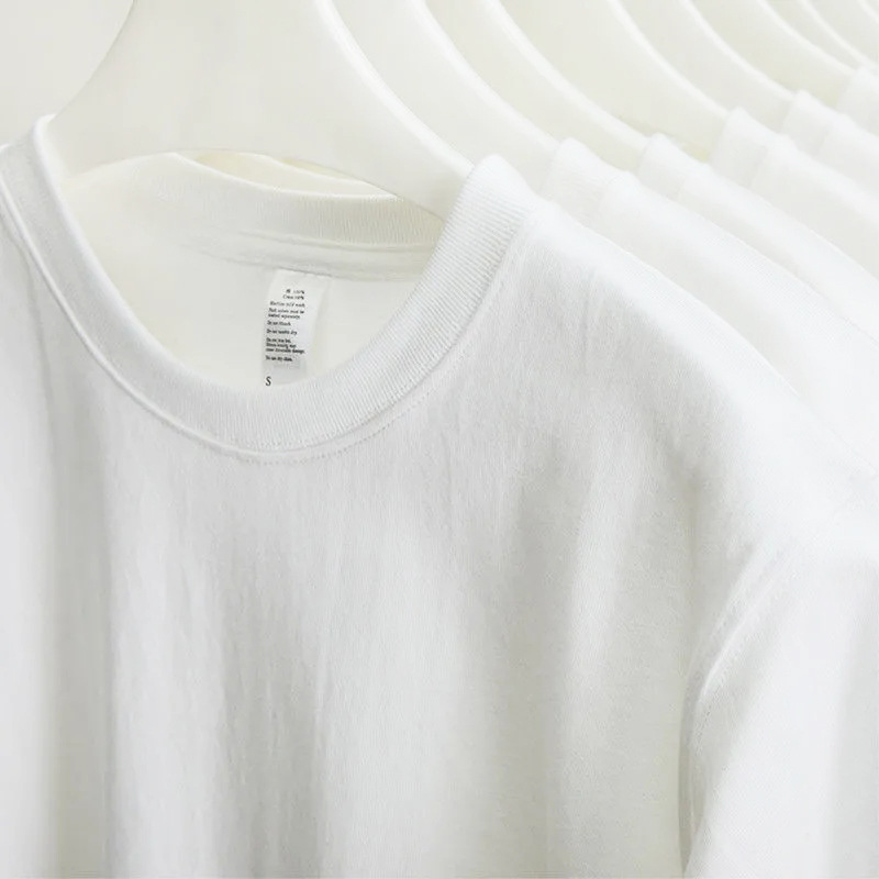 New 220g thick shoulder cotton crew neck short sleeve T-shirt white top base shirt summer women's wholesale