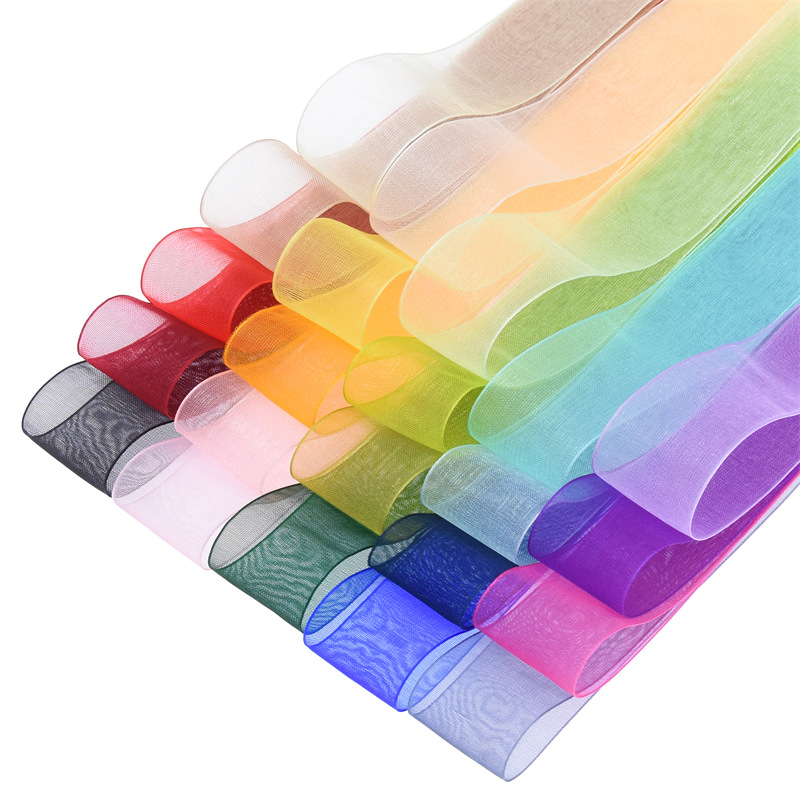 Amazon cross-border transparent encryption snow yarn ribbon flower gift box packaging hair accessories bow material spot