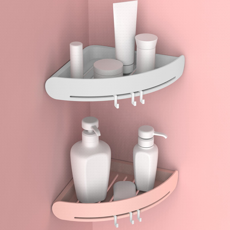 Nordic creative bathroom storage wall-mounted wall-hanging bathroom shelf triangular stand toilet plastic rack without drilling