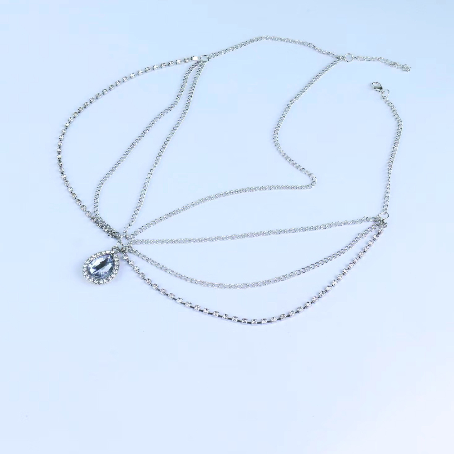 Europe and the United States cross-border new crystal forehead ornament eyebrow pendant forehead chain water drop hair ornament headdress chain Bohemian national headdress