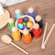 Children's Early Education Montessori Wooden Seven-color Ball and Cup Color Classification Cognitive Matching Pair-clip Bead Educational Toys
