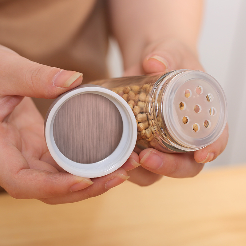 Cross-border kitchen supplies rotating stainless steel seasonings jar set European and American spices seasonings box glass bottle shelf wholesale