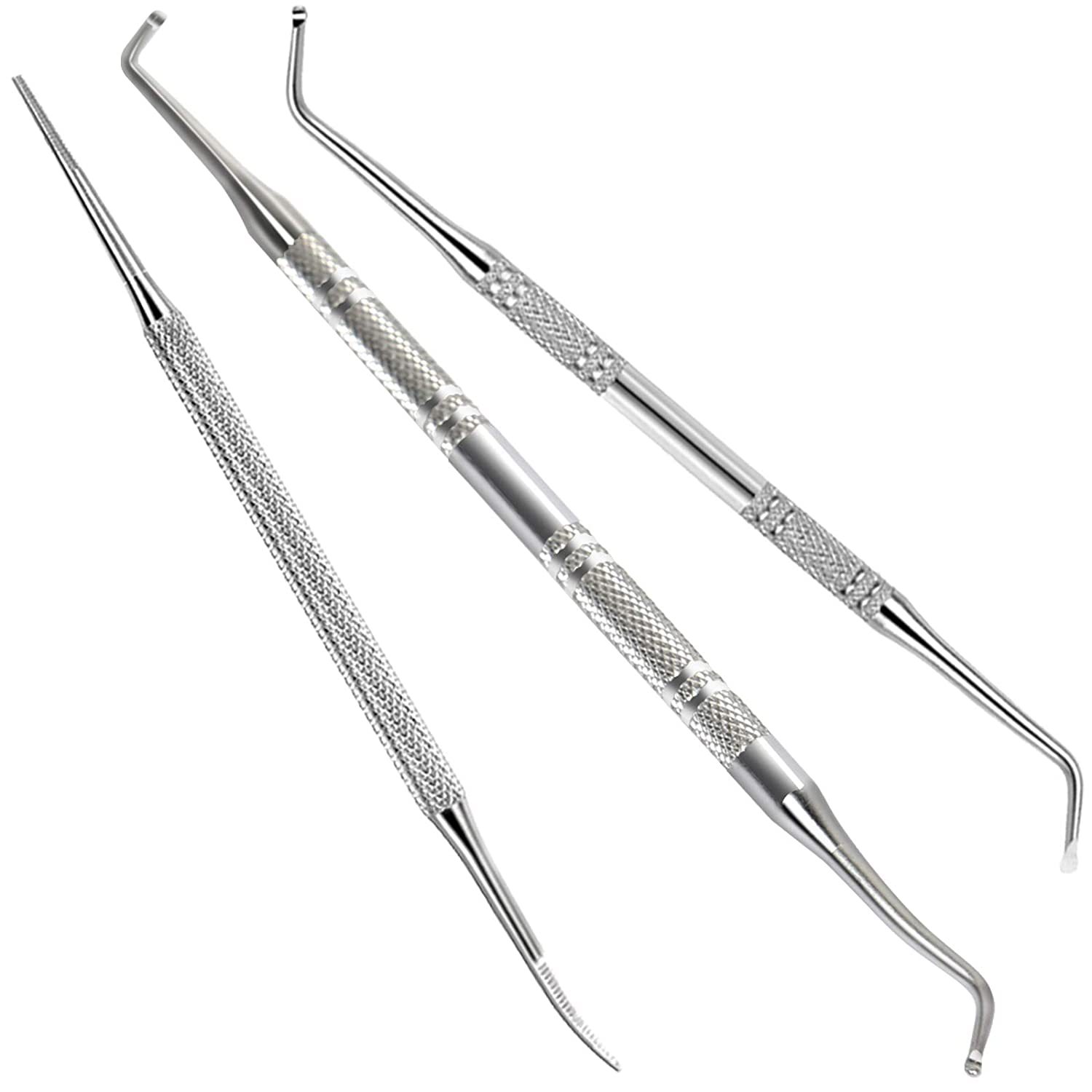Stainless steel double-head nail removal device nail groove spoon set double-head kicking device nail cleaning nail dirt nail tools