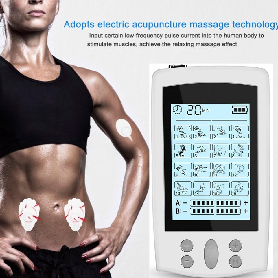 Pearl white double 16 model new multifunctional TENS massager EMS low frequency acupuncture pulse massager