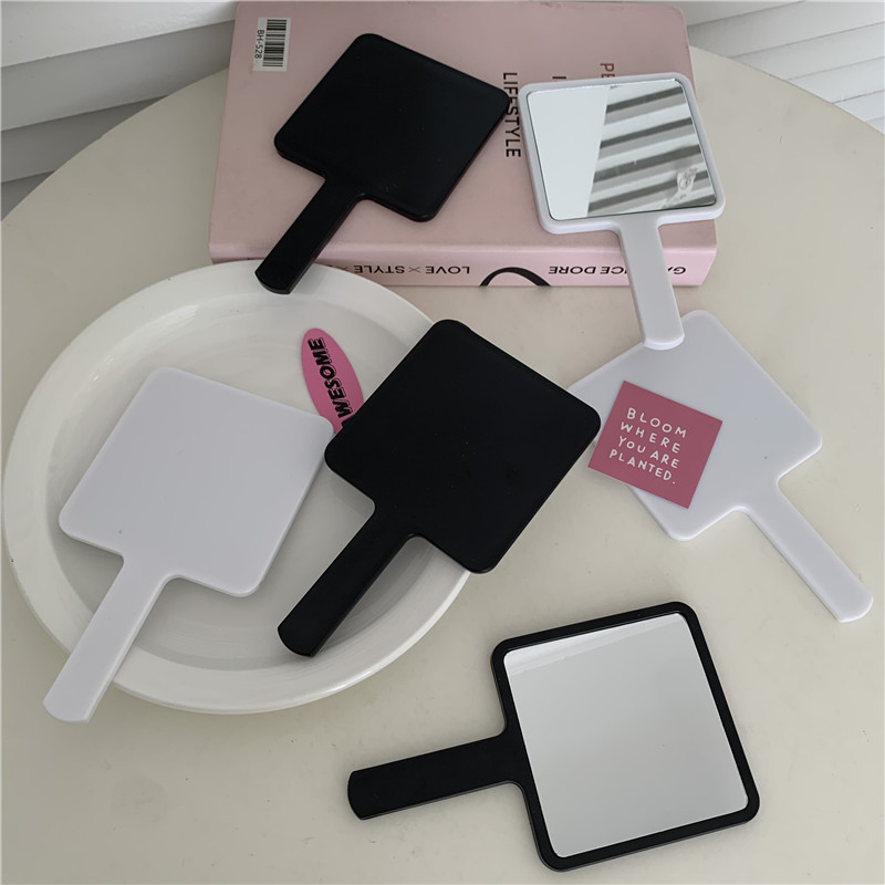 ins simple solid color handle mirror portable makeup mirror high-looking hand-held makeup mirror hand-held small mirror