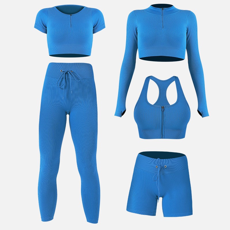 European and American Quick-drying Seamless Yoga Suit Women's Sports Fitness Suit Yoga Vest Drawstring Tight Yoga Pants Pants