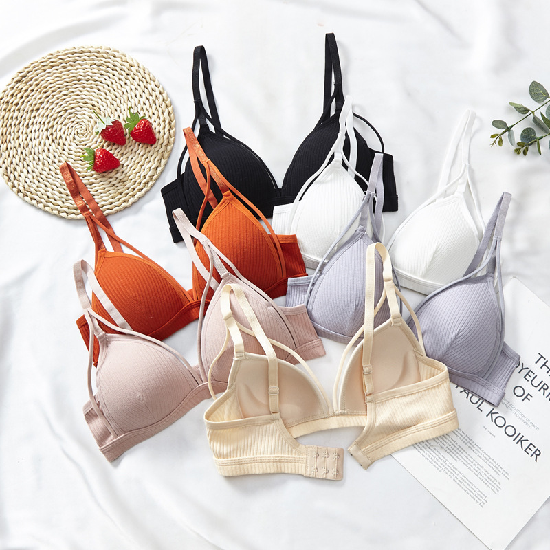 sexy bra thin seamless no steel ring gathered beautiful back women's small chest French triangle cup underwear