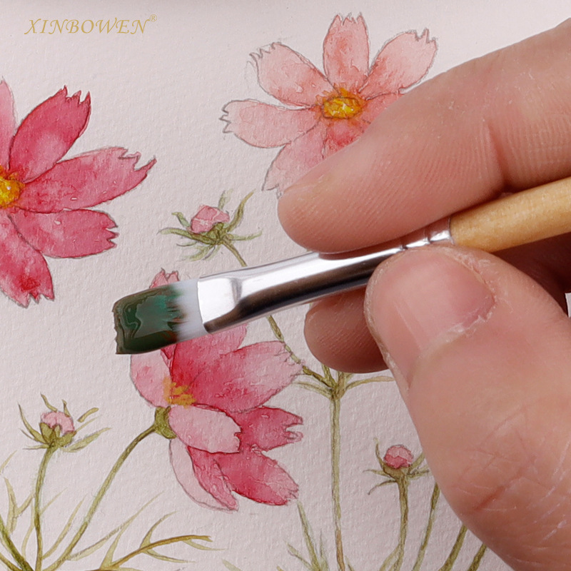 絵の油絵の筆の6本の原木の竿の組み合わせの絵筆のセットは短い竿の水彩のアクリルの絵の具を塗って卸売りを塗ります。|undefined