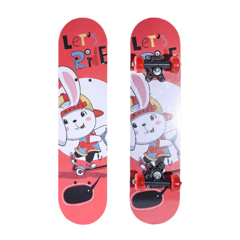 Four-wheel skateboard for boys and girls beginners children Students teenagers vitality board entry double-top skateboard customization
