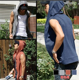 Vest New Style Listed Hooded Men's Vest Summer Cardigan Hooded Strap Hooded Vest Large Size XXXXLT18