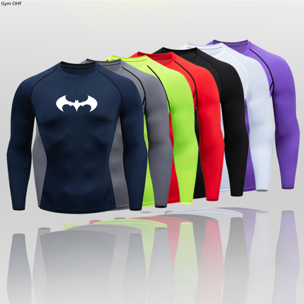 2099 cross-border hot Men's Fitness clothes thin Batman tight t-shirt shirt quick-drying high elastic sportswear