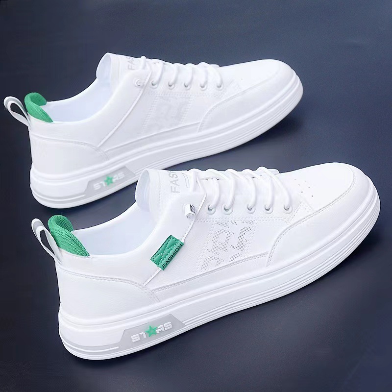Men's Shoes 2023 New Summer Breathable White Shoes Korean Style Trendy All-match Slip-on Sports Casual Soft Sole Trendy Shoes