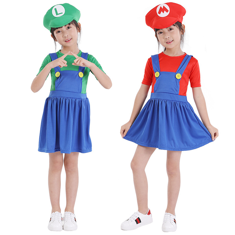 Halloween costume cos anime parent child cosplay adult child Mario costume Super Mary clothes