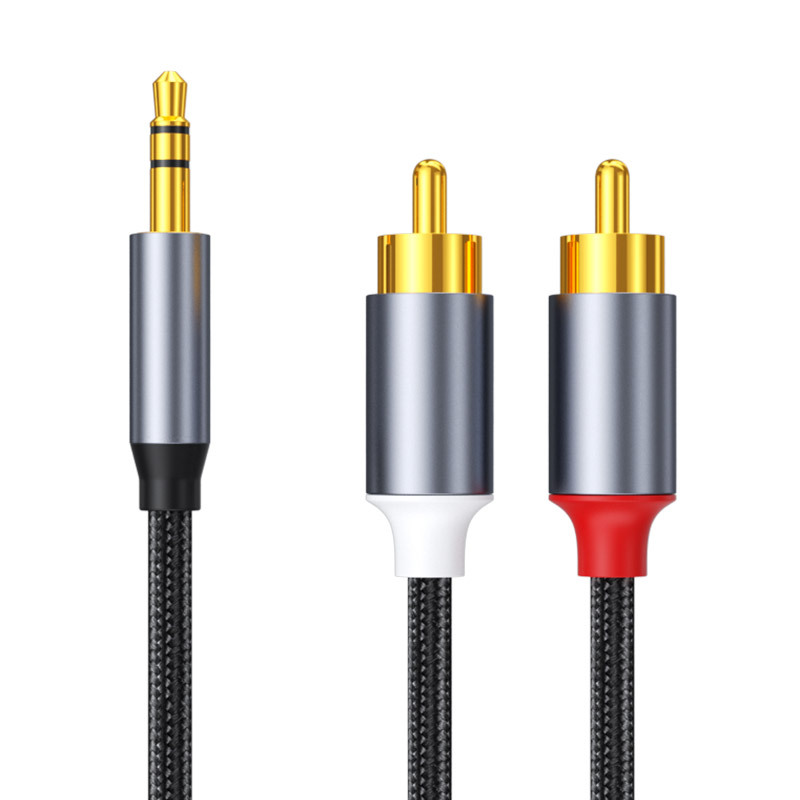 Lotus head rcahead audio cable one minute two audio cable 3.5mm to Lotus red and white double plug rcahead