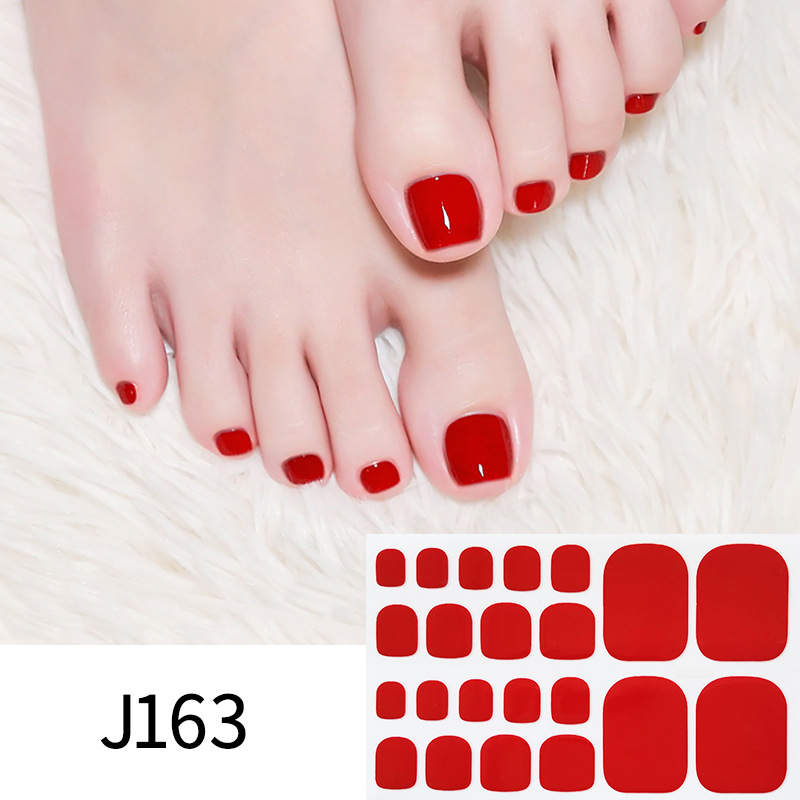 Monochrome Toe Manicure Stickers Full Baking Free Solid Color Nail Stickers Finished Cross-border Set Toe Manicure Stickers