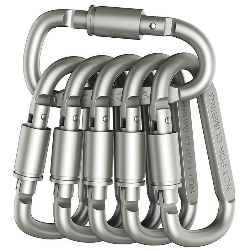 High quality gun color mountaineering buckle gold gun color aluminum alloy 8 D type quick-hanging buckle with lock key flat set