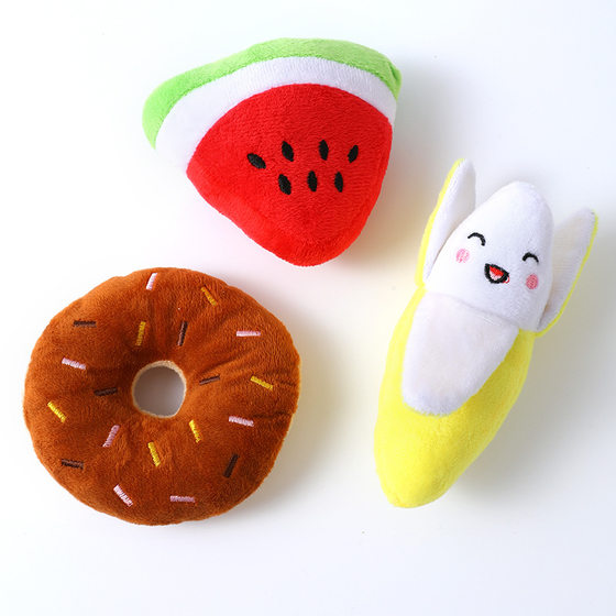 Spot plush vocal pet toy fruit chicken leg bone plush toy dog toy wholesale