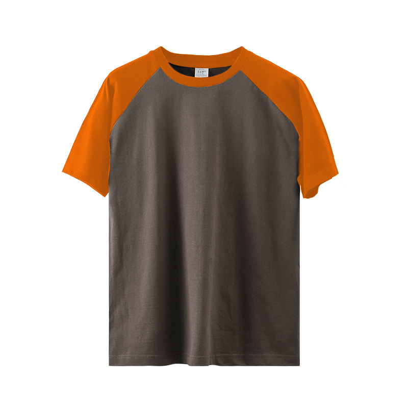 Men's sports T-shirt short sleeve quick-drying fitness clothes tight drop shoulder stitching cotton T-shirt summer training muscle