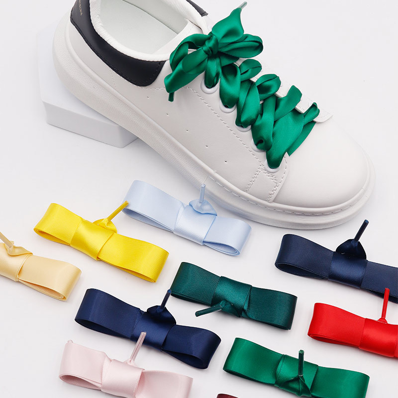 Kulokin Color Silk Shoes Bandwidth 2.2cm McQueen Shoes White Shoes Korean Satin Joker Shoelaces Wholesale