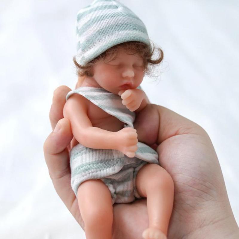 New 15cm Miniature Girl Doll Washable Root Curly Hair Smiley Vivid Caucasian Reborn Baby Girl