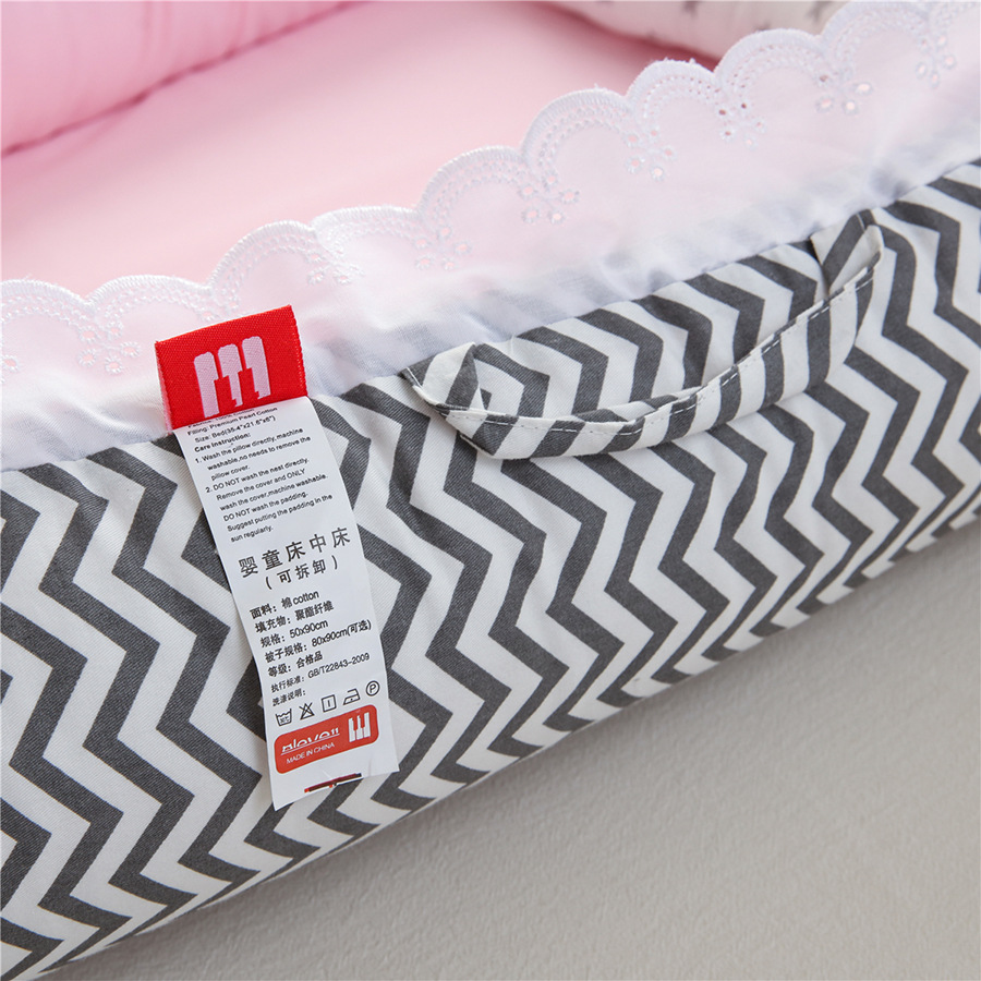 Hemei lace baby pillow removable and washable portable baby bed mid-bed bionic baby nest travel crib