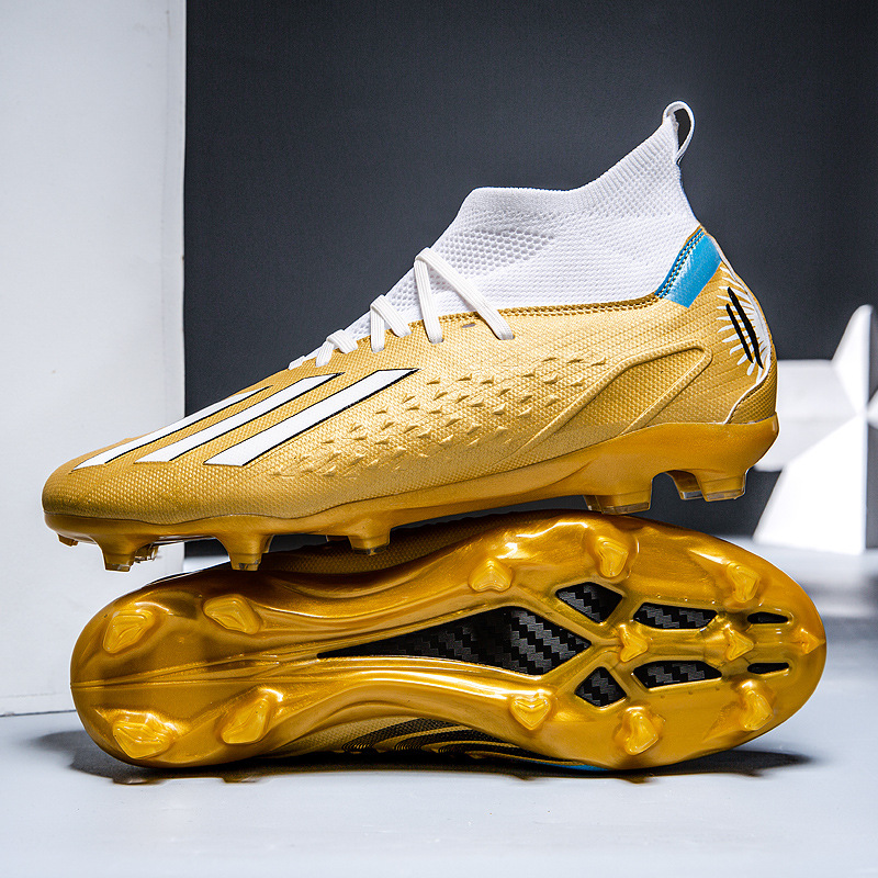 Cross-border high-top football shoes for men and women, AG long spike football shoes for lawn, adult and children training shoes, dropshipping one piece.