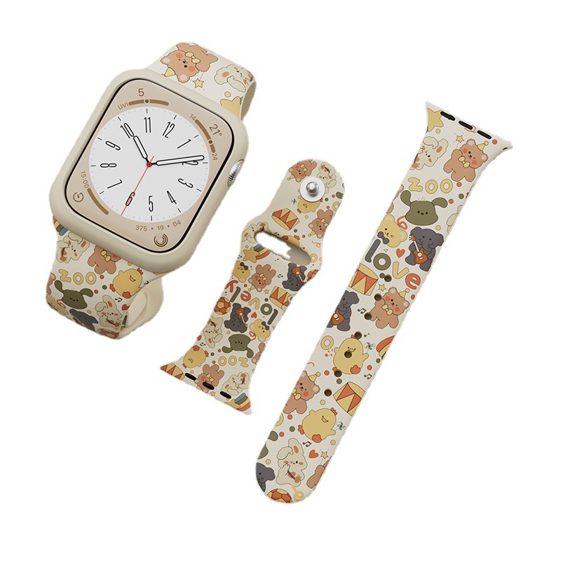 For Apple S10 Watch iwatch9 Strap Color Printing Silicone applewatch8 Cartoon S9 Niche S8/S7