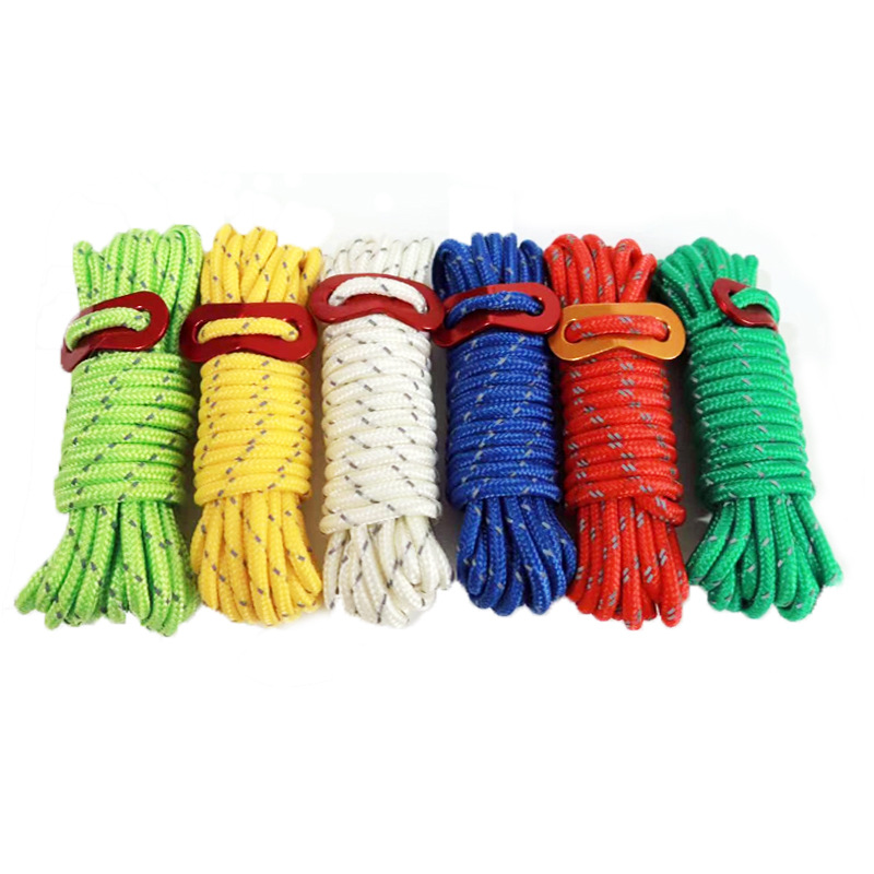 Cross-border Hot Outdoor Camping Wind Rope Camping Fixed Canopy Tent Bold Color 4mm Night Reflective Windproof