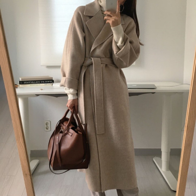 Cappotto di lana in stile coreano da donna, autunno e inverno, nuovo stile, piccolo, medio e lungo, cappotto di lana francese_voghion.com